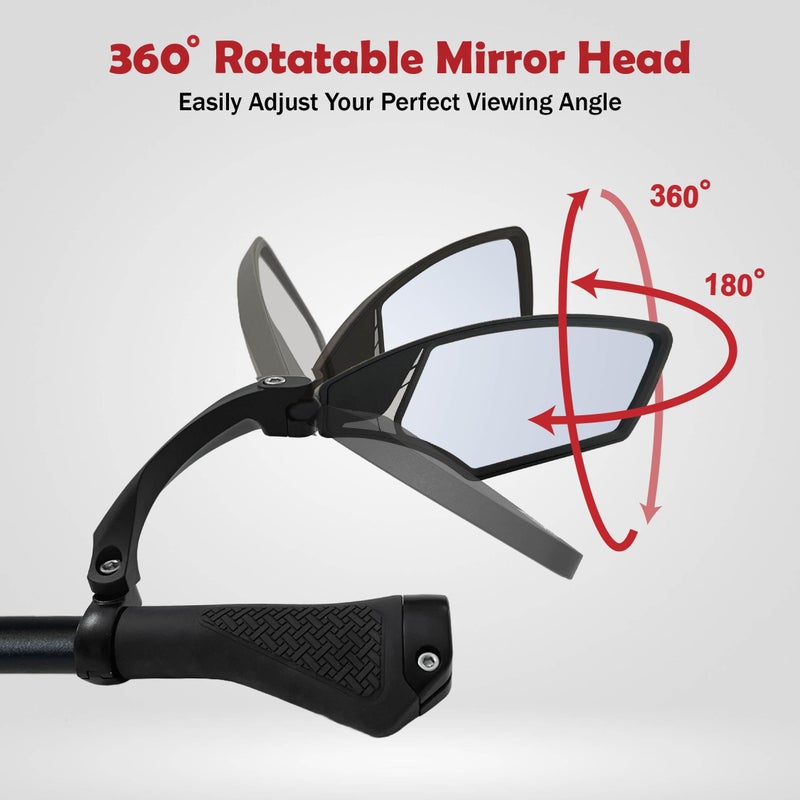 Hafny NEW Handlebar Bike Mirror, HD,Blast-resistant, E-bike Mirror, Glass Lens, HF-MR095 (Anti-glare Blue Right) - Image 3